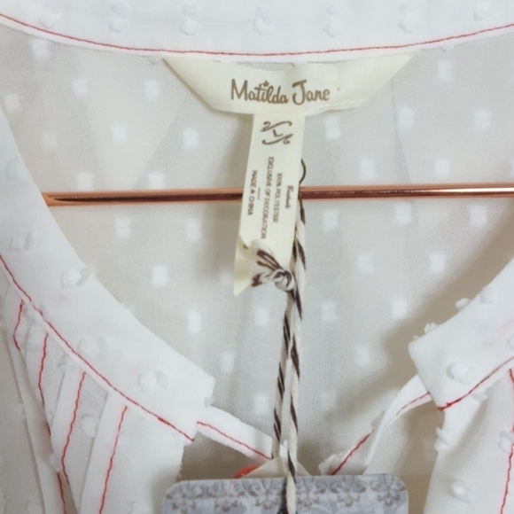 NWT Matilda Jane Light the Way Swiss Dot Blouse White Large - Picture 4 of 8